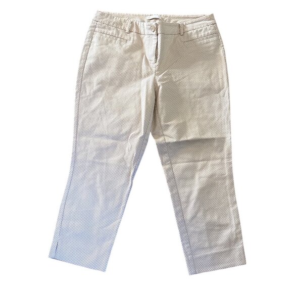 Dalia Ankle Pants Womens Beige Geometric Pattern Size 8 Cotton Spandex Pockets - Picture 1 of 8